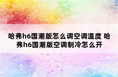 哈弗h6国潮版怎么调空调温度 哈弗h6国潮版空调制冷怎么开